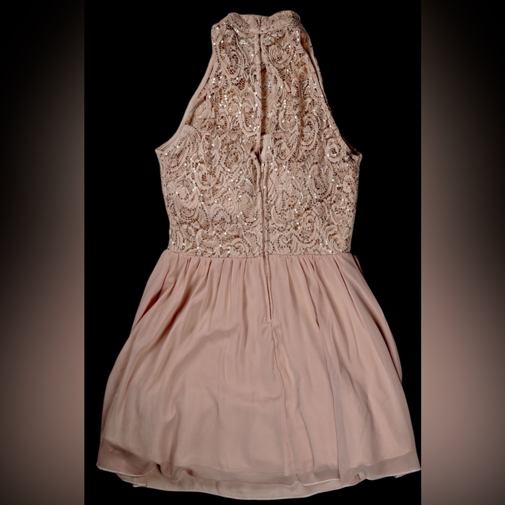 “Xtraordinary” Women’s Juniors Lace Sequin Halter Homecoming Dress Pink Size 11 - Picture 11 of 15